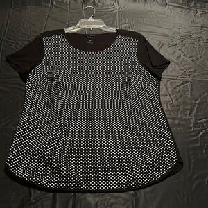 black and white polka dotted thicker material knit